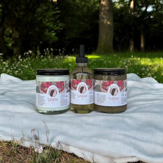 Cottage Curl Collection: Curl Gel, Curl Cream, and Hair Growth Oil | Made with Fruit Seed Oils and Strawberry EO